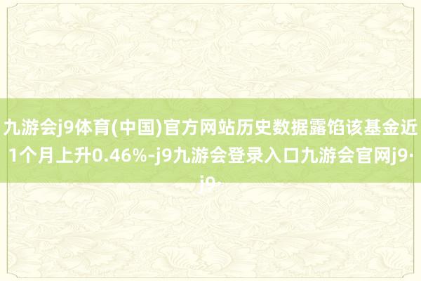 九游会j9体育(中国)官方网站历史数据露馅该基金近1个月上升0.46%-j9九游会登录入口九游会官网j9·